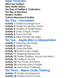 History Of Textiles Worksheet Activity Booklet