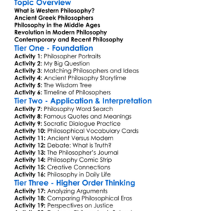 History Of Western Philosophy Worksheet Activity Booklet