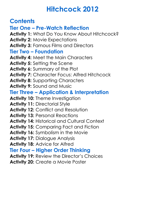 Hitchcock 2012 Worksheet Activity Booklet