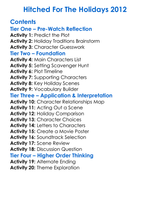 Hitched For The Holidays 2012 Worksheet Activity Booklet