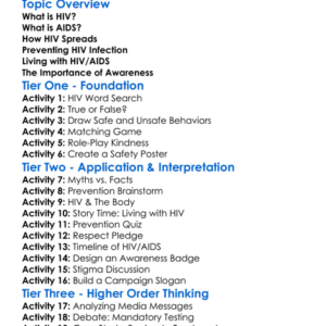 Hivaids Awareness Worksheet Activity Booklet