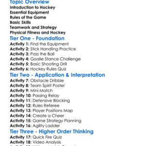 Hockey Fundamentals Worksheet Activity Booklet