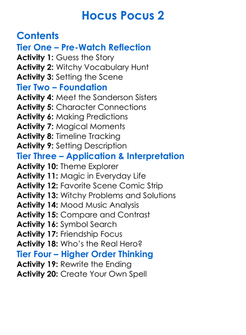 Hocus Pocus 2 Worksheet Activity Booklet