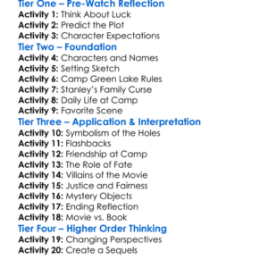 Holes 2003 Version Worksheet Activity Booklet