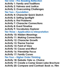 Holes Louis Sachar Worksheet Activity Booklet