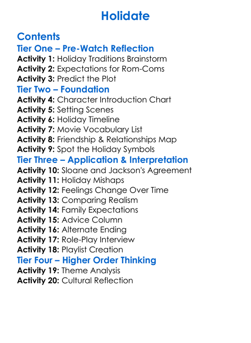 Holidate Worksheet Activity Booklet