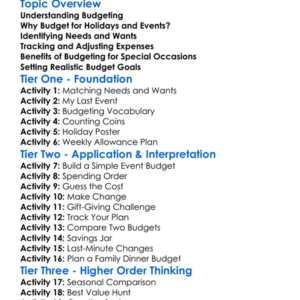 Holiday And Event Budgeting Worksheet Activity Booklet
