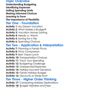 Holiday And Vacation Budgeting Worksheet Activity Booklet