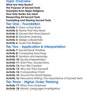 Holy Books And Sacred Texts Worksheet Activity Booklet
