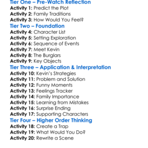 Home Alone Worksheet Activity Booklet