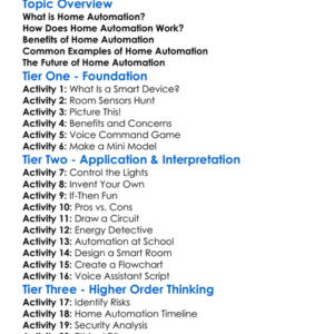Home Automation Basics Worksheet Activity Booklet