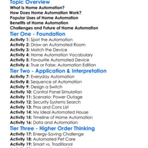 Home Automation Worksheet Activity Booklet