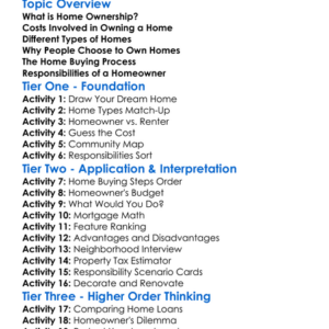 Home Ownership Basics Worksheet Activity Booklet