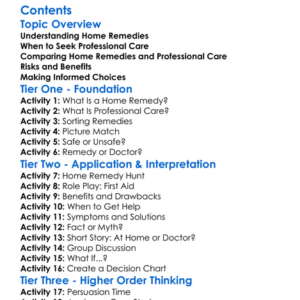 Home Remedies Vs Professional Care Worksheet Activity Booklet