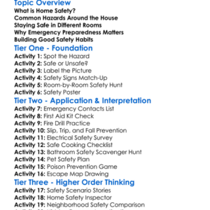 Home Safety Worksheet Activity Booklet