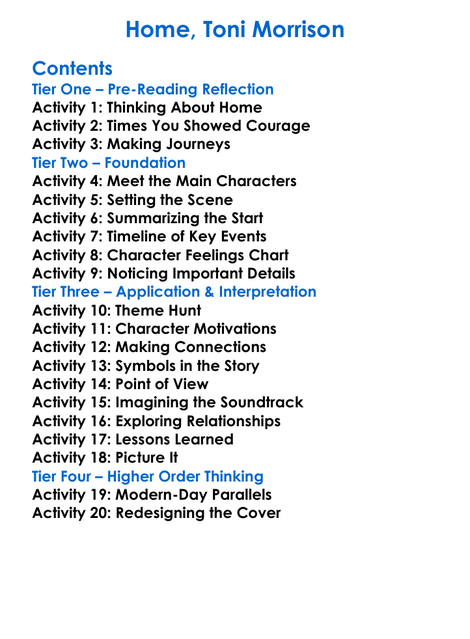 Home Toni Morrison Worksheet Activity Booklet