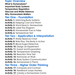 Homeostasis And Body Regulation Worksheet Activity Booklet