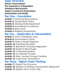 Homeostasis And Regulation Worksheet Activity Booklet
