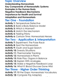 Homeostasis Mechanisms Worksheet Activity Booklet