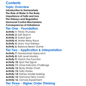 Homeostatic Control Of Water And Salts Worksheet Activity Booklet