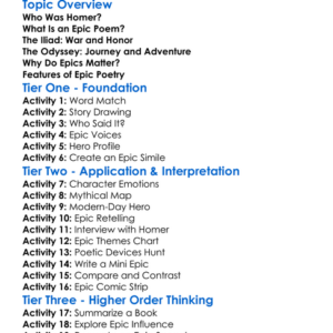Homer And Epic Poetry Worksheet Activity Booklet