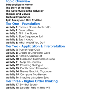 Homers Iliad And Odyssey Worksheet Activity Booklet