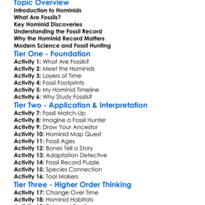 Hominid Fossil Record Worksheet Activity Booklet