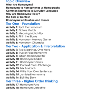 Homonyms Worksheet Activity Booklet