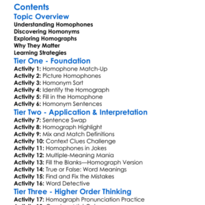 Homophones Homonyms And Homographs Worksheet Activity Booklet