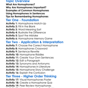 Homophones Worksheet Activity Booklet