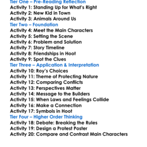 Hoot Carl Hiaasen Worksheet Activity Booklet