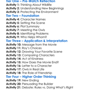 Hoot Worksheet Activity Booklet