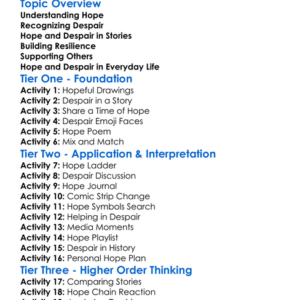 Hope And Despair Worksheet Activity Booklet