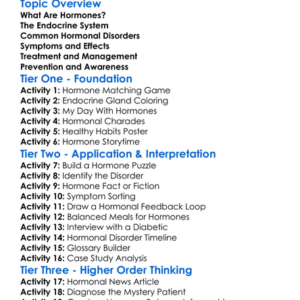 Hormonal Disorders Worksheet Activity Booklet