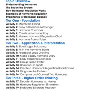 Hormonal Regulation Worksheet Activity Booklet