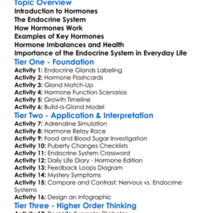 Hormones And Endocrine System Worksheet Activity Booklet
