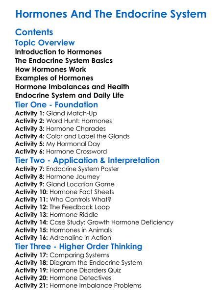 Hormones And The Endocrine System Worksheet Activity Booklet