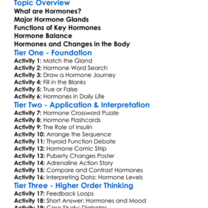 Hormones In The Human Body Worksheet Activity Booklet