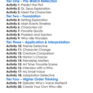 Horton Hears A Who Worksheet Activity Booklet