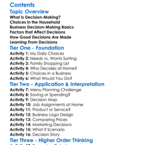 Household And Business Decision-Making Worksheet Activity Booklet