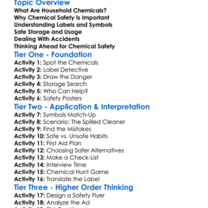 Household Chemical Safety Worksheet Activity Booklet