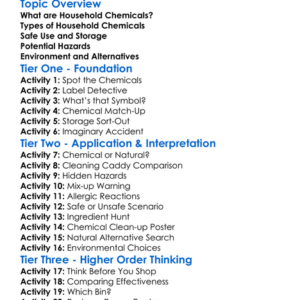 Household Chemicals Worksheet Activity Booklet