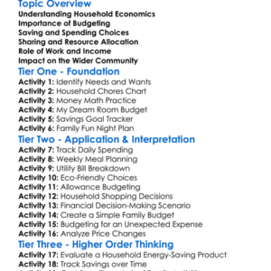 Household Economics Worksheet Activity Booklet