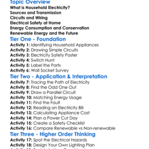 Household Electricity Worksheet Activity Booklet