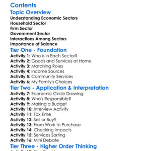 Household Firm And Government Sectors Worksheet Activity Booklet