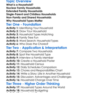 Household Types Worksheet Activity Booklet