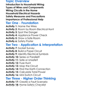 Household Wiring And Safety Worksheet Activity Booklet