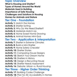 Housing And Shelter Worksheet Activity Booklet