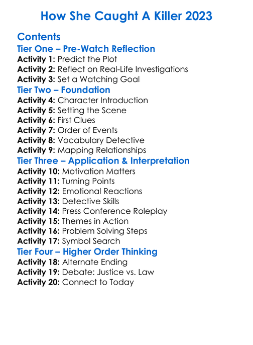 How She Caught A Killer 2023 Worksheet Activity Booklet