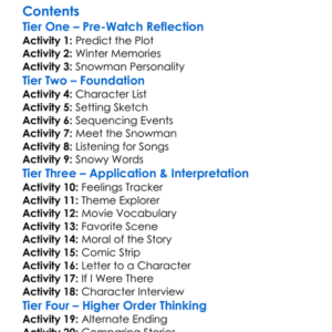 How The Snowman Came Back To Life 2012 Worksheet Activity Booklet